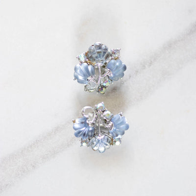 Blue Glass Fan Earrings by Unsigned Beauty - Vintage Meet Modern Vintage Jewelry - Chicago, Illinois - #oldhollywoodglamour #vintagemeetmodern #designervintage #jewelrybox #antiquejewelry #vintagejewelry