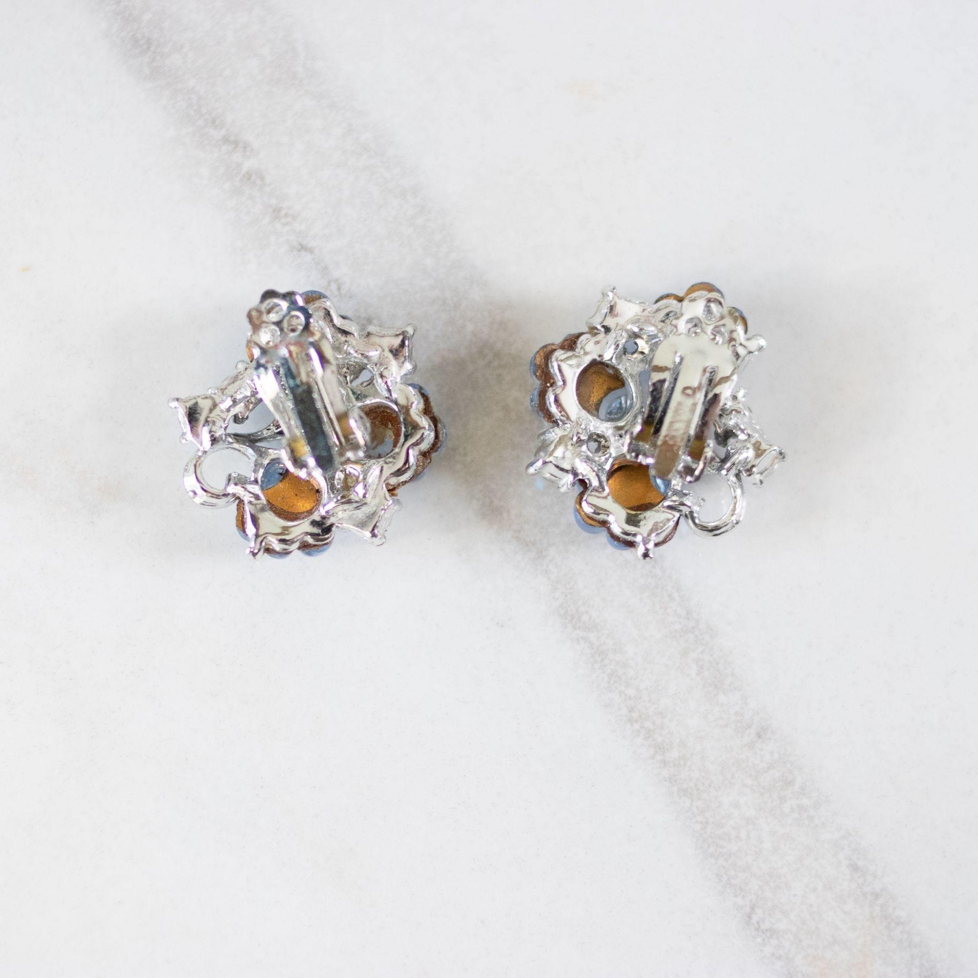 Blue Glass Fan Earrings by Unsigned Beauty - Vintage Meet Modern Vintage Jewelry - Chicago, Illinois - #oldhollywoodglamour #vintagemeetmodern #designervintage #jewelrybox #antiquejewelry #vintagejewelry