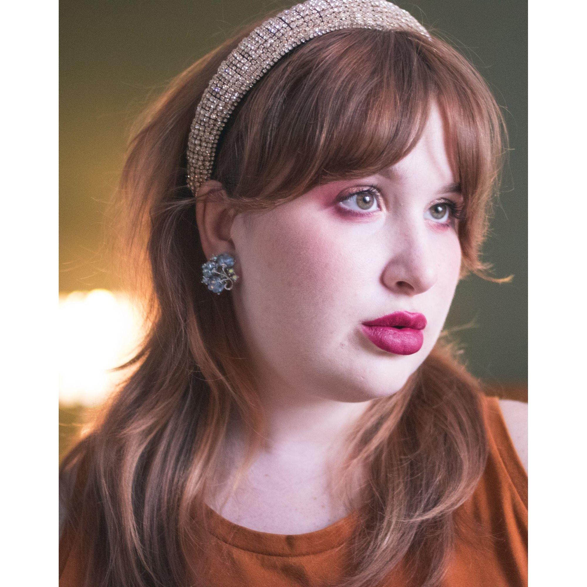 Blue Glass Fan Earrings by Unsigned Beauty - Vintage Meet Modern Vintage Jewelry - Chicago, Illinois - #oldhollywoodglamour #vintagemeetmodern #designervintage #jewelrybox #antiquejewelry #vintagejewelry