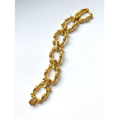 Vintage Diane Von Furstenberg Gold Bamboo Link Bracelet by Diane von Furstenberg - Vintage Meet Modern Vintage Jewelry - Chicago, Illinois - #oldhollywoodglamour #vintagemeetmodern #designervintage #jewelrybox #antiquejewelry #vintagejewelry