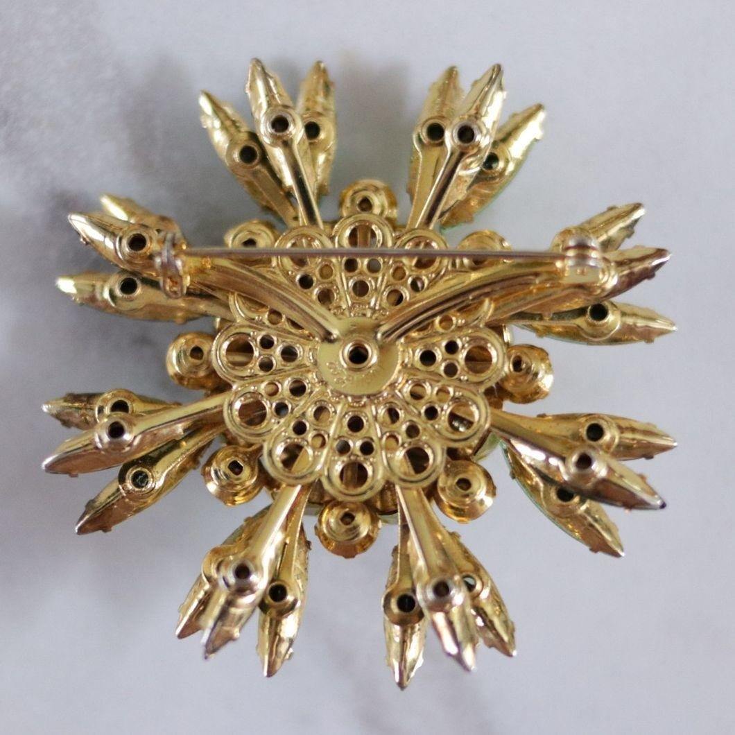 Vintage Light and Dark Green Rhinestone Navette Rhinestone Brooch by Unsigned Beauty - Vintage Meet Modern Vintage Jewelry - Chicago, Illinois - #oldhollywoodglamour #vintagemeetmodern #designervintage #jewelrybox #antiquejewelry #vintagejewelry