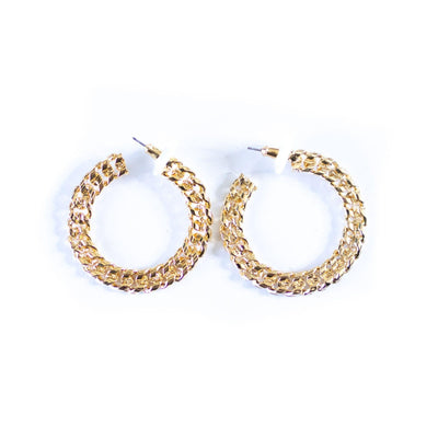Classic Gold Braided Gold Link Hoop Earrings by Vintage Meet Modern  - Vintage Meet Modern Vintage Jewelry - Chicago, Illinois - #oldhollywoodglamour #vintagemeetmodern #designervintage #jewelrybox #antiquejewelry #vintagejewelry