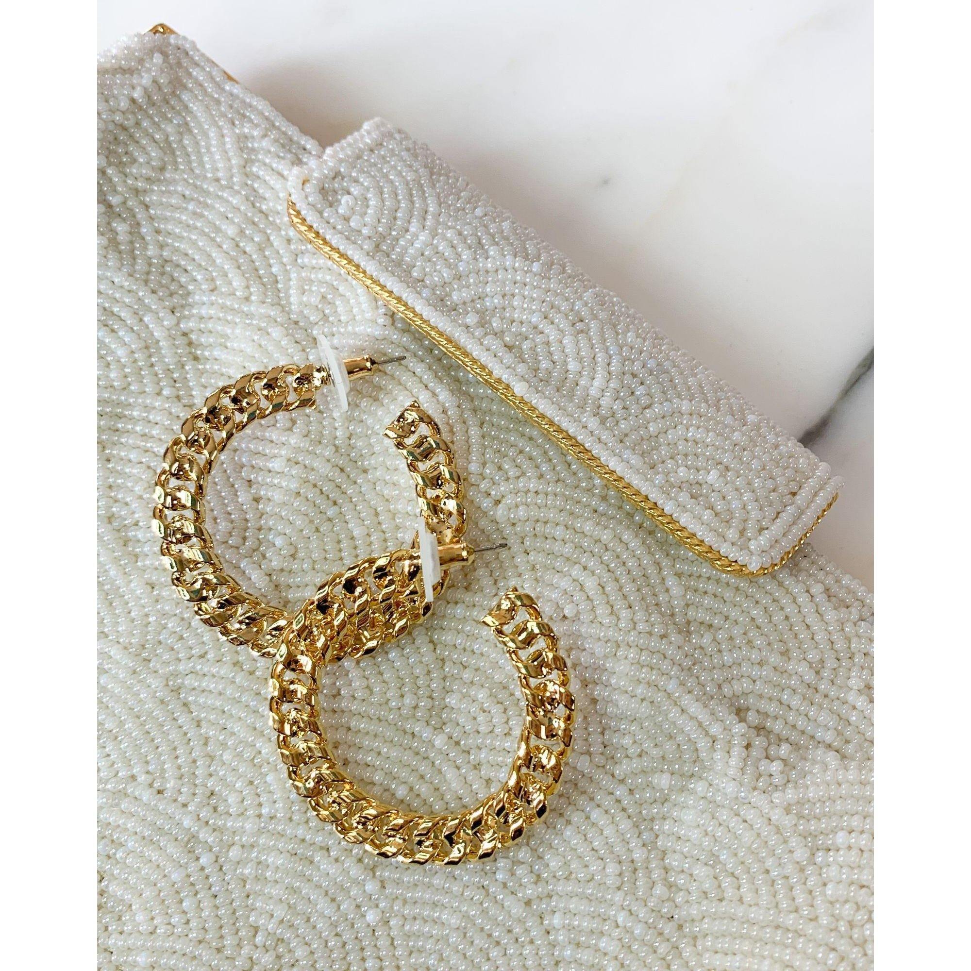 Classic Gold Braided Gold Link Hoop Earrings by Vintage Meet Modern - Vintage Meet Modern Vintage Jewelry - Chicago, Illinois - #oldhollywoodglamour #vintagemeetmodern #designervintage #jewelrybox #antiquejewelry #vintagejewelry