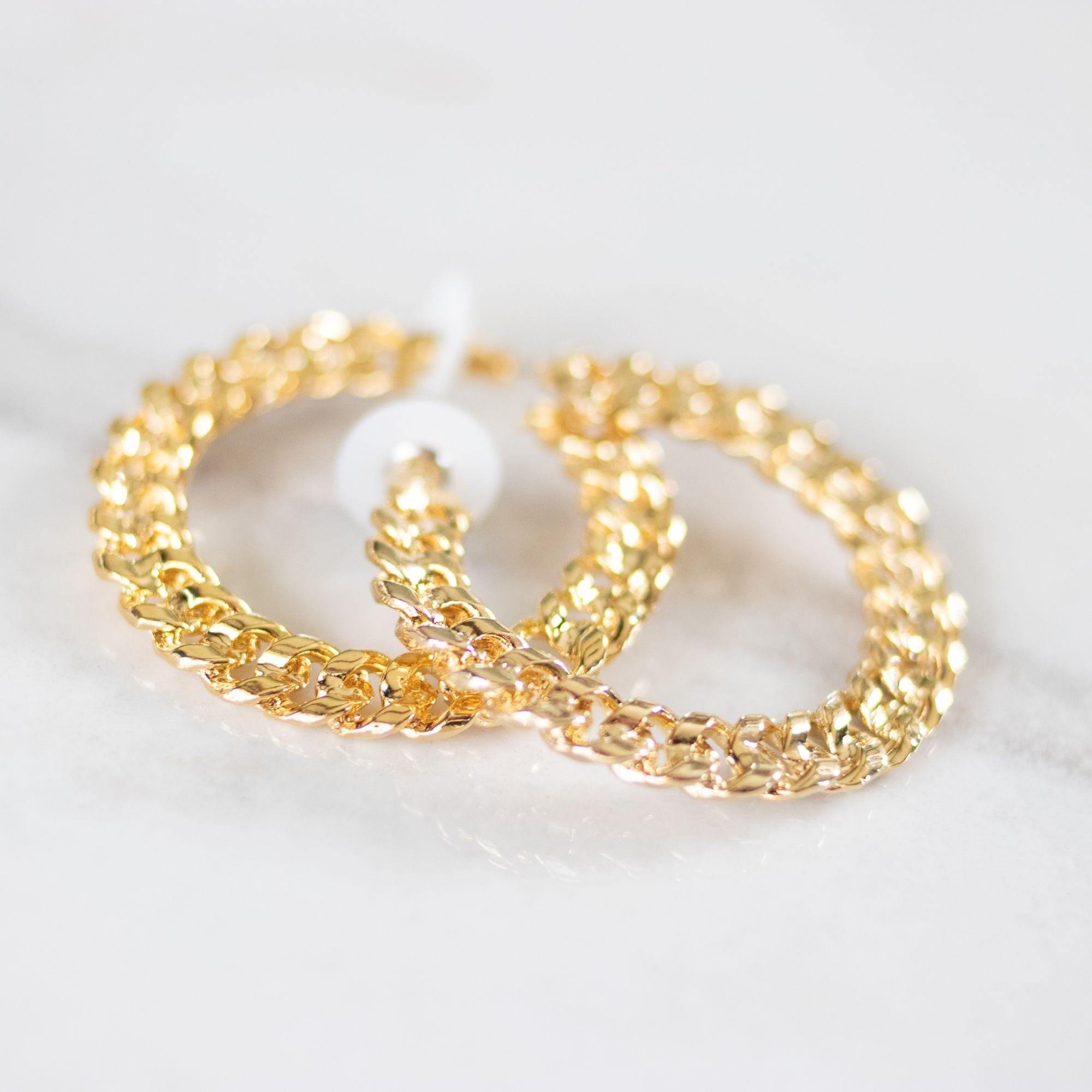 Classic Gold Braided Gold Link Hoop Earrings by Vintage Meet Modern - Vintage Meet Modern Vintage Jewelry - Chicago, Illinois - #oldhollywoodglamour #vintagemeetmodern #designervintage #jewelrybox #antiquejewelry #vintagejewelry