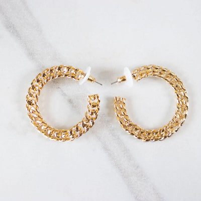 Classic Gold Braided Gold Link Hoop Earrings by Vintage Meet Modern  - Vintage Meet Modern Vintage Jewelry - Chicago, Illinois - #oldhollywoodglamour #vintagemeetmodern #designervintage #jewelrybox #antiquejewelry #vintagejewelry