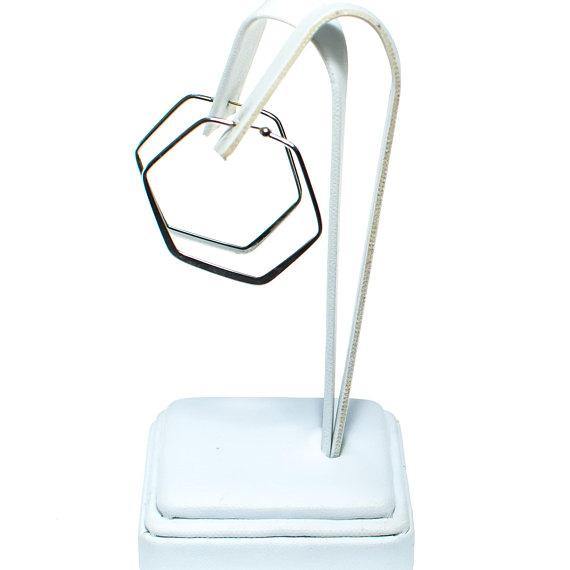 Vintage Silver Hexagon Hoop Earrings by 1970s - Vintage Meet Modern Vintage Jewelry - Chicago, Illinois - #oldhollywoodglamour #vintagemeetmodern #designervintage #jewelrybox #antiquejewelry #vintagejewelry