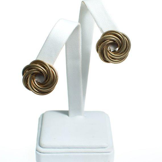 Vintage Brushed Gold Winnard Knot Style Earrings by 1960s - Vintage Meet Modern Vintage Jewelry - Chicago, Illinois - #oldhollywoodglamour #vintagemeetmodern #designervintage #jewelrybox #antiquejewelry #vintagejewelry