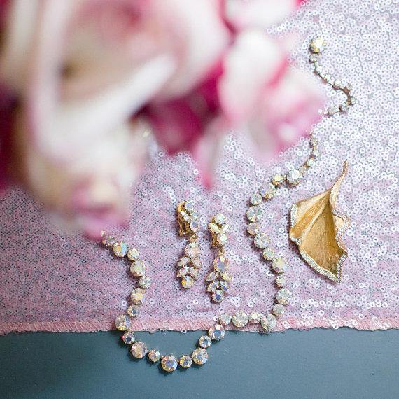 Vintage 1960s Emmons Aurora Borealis  Iridescent Rhinestone Necklace by Emmons - Vintage Meet Modern Vintage Jewelry - Chicago, Illinois - #oldhollywoodglamour #vintagemeetmodern #designervintage #jewelrybox #antiquejewelry #vintagejewelry