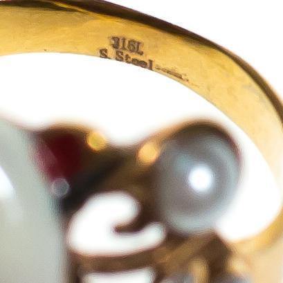 Vintage Asian Goddess Princess Mask Ring with Rhinestones and Pearls by 1990s - Vintage Meet Modern Vintage Jewelry - Chicago, Illinois - #oldhollywoodglamour #vintagemeetmodern #designervintage #jewelrybox #antiquejewelry #vintagejewelry