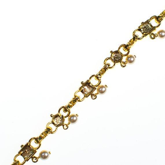 Vintage Joan Rivers Gold Tone Bracelet with faux pearls and diamante crystals by Joan Rivers - Vintage Meet Modern Vintage Jewelry - Chicago, Illinois - #oldhollywoodglamour #vintagemeetmodern #designervintage #jewelrybox #antiquejewelry #vintagejewelry