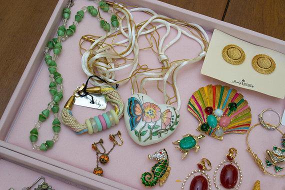 Vintage Kenneth Jay Lane Carved Jade Bead, Black Onyx Bead and Rhinestone Necklace by Kenneth Jay Lane - Vintage Meet Modern Vintage Jewelry - Chicago, Illinois - #oldhollywoodglamour #vintagemeetmodern #designervintage #jewelrybox #antiquejewelry #vintagejewelry