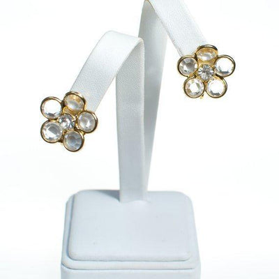 Vintage Bezel Set Clear Crystal Flower Earrings by Bezel - Vintage Meet Modern Vintage Jewelry - Chicago, Illinois - #oldhollywoodglamour #vintagemeetmodern #designervintage #jewelrybox #antiquejewelry #vintagejewelry