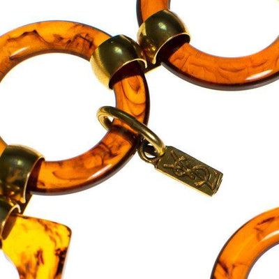 Vintage Yves St. Laurent Vintage Faux Tortoise Necklace, Belt  Gold Tone, Brown Lucite Squares and Circles by Yves St. Laurent - Vintage Meet Modern Vintage Jewelry - Chicago, Illinois - #oldhollywoodglamour #vintagemeetmodern #designervintage #jewelrybox #antiquejewelry #vintagejewelry