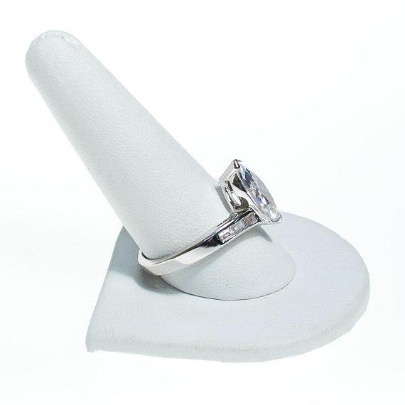 Vintage Marquise Cubic Zirconia Engagement Ring by 1980s - Vintage Meet Modern Vintage Jewelry - Chicago, Illinois - #oldhollywoodglamour #vintagemeetmodern #designervintage #jewelrybox #antiquejewelry #vintagejewelry