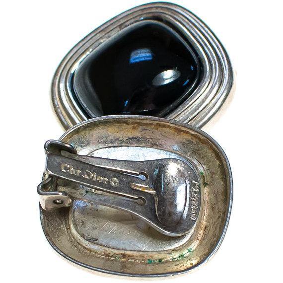 Vintage Christian Dior Hematite and Silver Earrings by Christian Dior - Vintage Meet Modern Vintage Jewelry - Chicago, Illinois - #oldhollywoodglamour #vintagemeetmodern #designervintage #jewelrybox #antiquejewelry #vintagejewelry