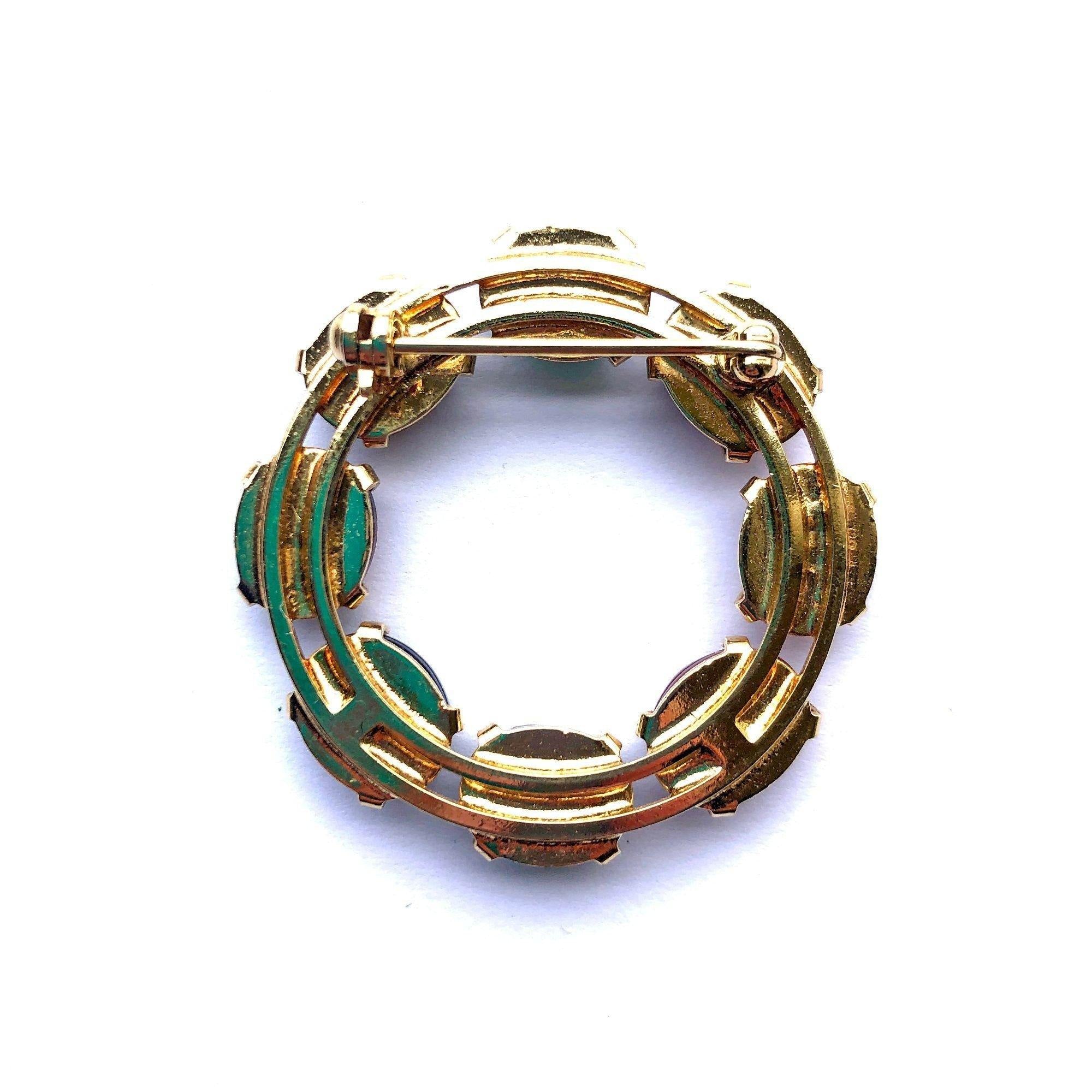 Vintage Semi Precious Gemstone Scarab Brooch by Unsigned Beauty - Vintage Meet Modern Vintage Jewelry - Chicago, Illinois - #oldhollywoodglamour #vintagemeetmodern #designervintage #jewelrybox #antiquejewelry #vintagejewelry