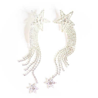 White Rhinestone Shooting  Star Statement Earrings by Unsigned Beauty - Vintage Meet Modern Vintage Jewelry - Chicago, Illinois - #oldhollywoodglamour #vintagemeetmodern #designervintage #jewelrybox #antiquejewelry #vintagejewelry