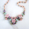 Vintage Porcelain Pink Rose Necklace with Glass Beads and Rhinestones by Unsigned Beauty - Vintage Meet Modern Vintage Jewelry - Chicago, Illinois - #oldhollywoodglamour #vintagemeetmodern #designervintage #jewelrybox #antiquejewelry #vintagejewelry