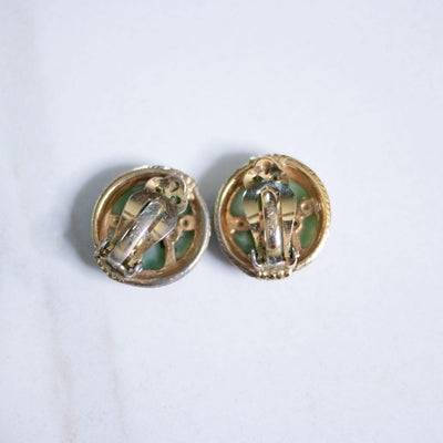 Vintage Ciner Carved Jade Glass Earrings by Ciner - Vintage Meet Modern Vintage Jewelry - Chicago, Illinois - #oldhollywoodglamour #vintagemeetmodern #designervintage #jewelrybox #antiquejewelry #vintagejewelry