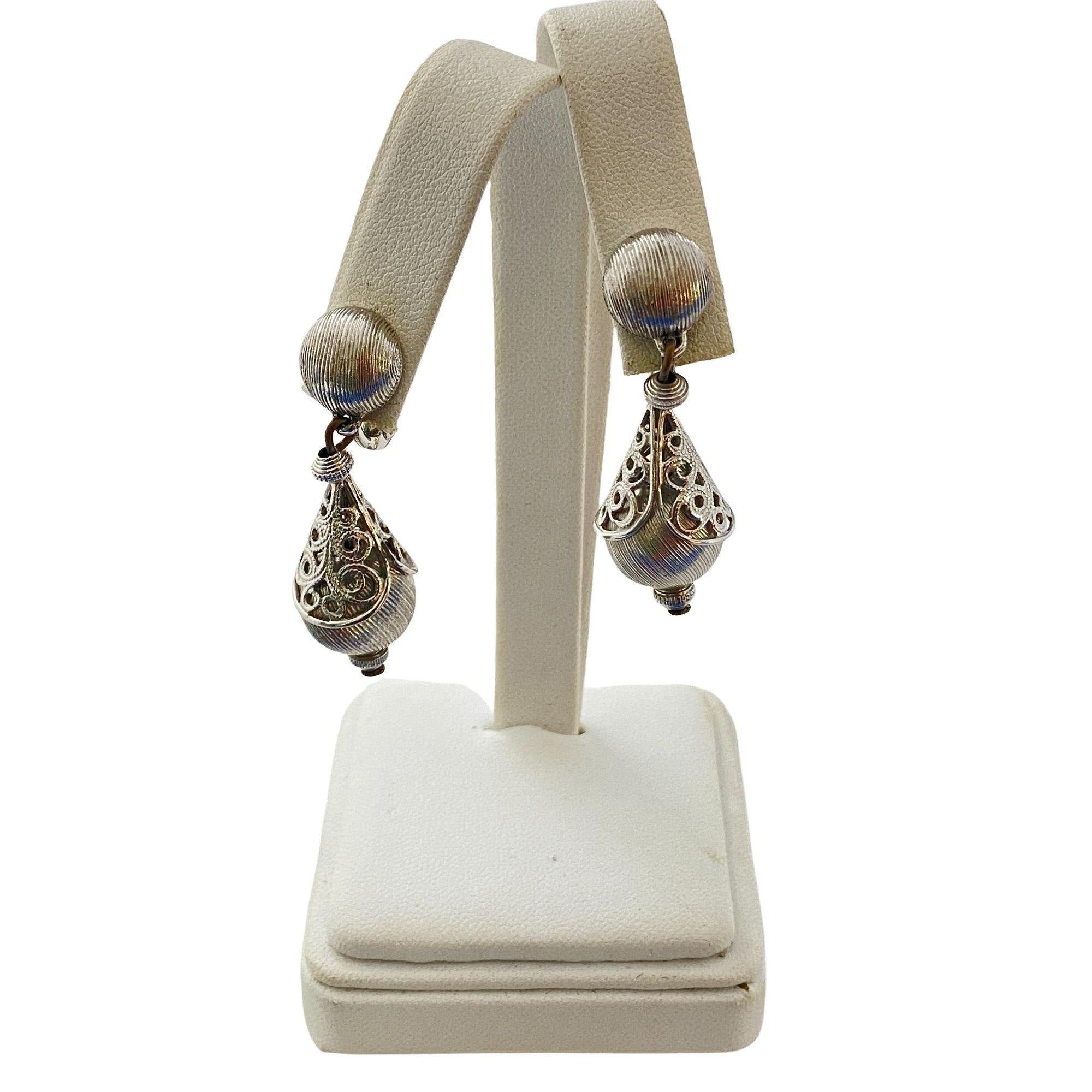 Vintage Monet Bolero Silver Earrings by Monet - Vintage Meet Modern Vintage Jewelry - Chicago, Illinois - #oldhollywoodglamour #vintagemeetmodern #designervintage #jewelrybox #antiquejewelry #vintagejewelry