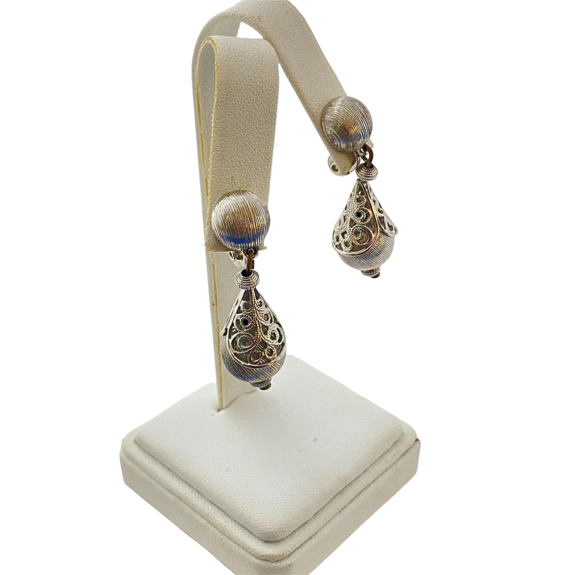 Vintage Monet Bolero Silver Earrings by Monet - Vintage Meet Modern Vintage Jewelry - Chicago, Illinois - #oldhollywoodglamour #vintagemeetmodern #designervintage #jewelrybox #antiquejewelry #vintagejewelry