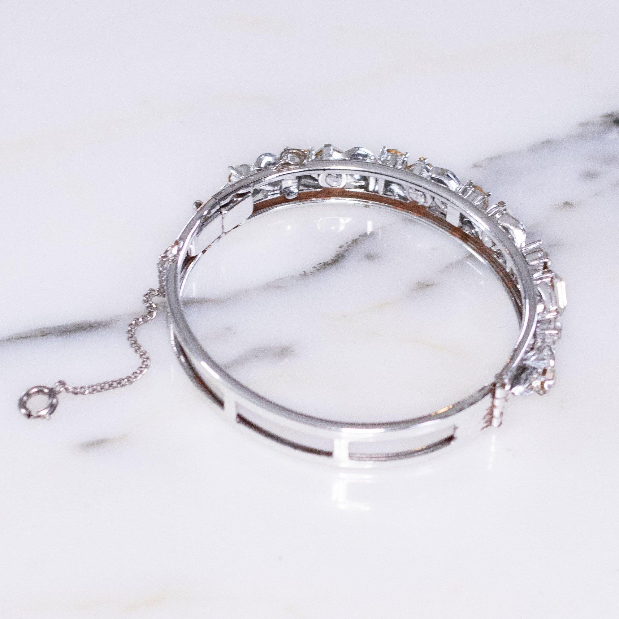 Vintage Lisner Hinged Bangle Bracelet with Diamante Rhinestones by Lisner - Vintage Meet Modern Vintage Jewelry - Chicago, Illinois - #oldhollywoodglamour #vintagemeetmodern #designervintage #jewelrybox #antiquejewelry #vintagejewelry