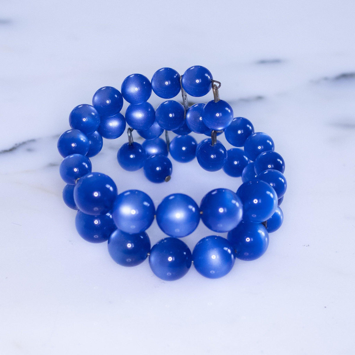 Vintage Blue Moonglow Double Strand Expansion Bracelet