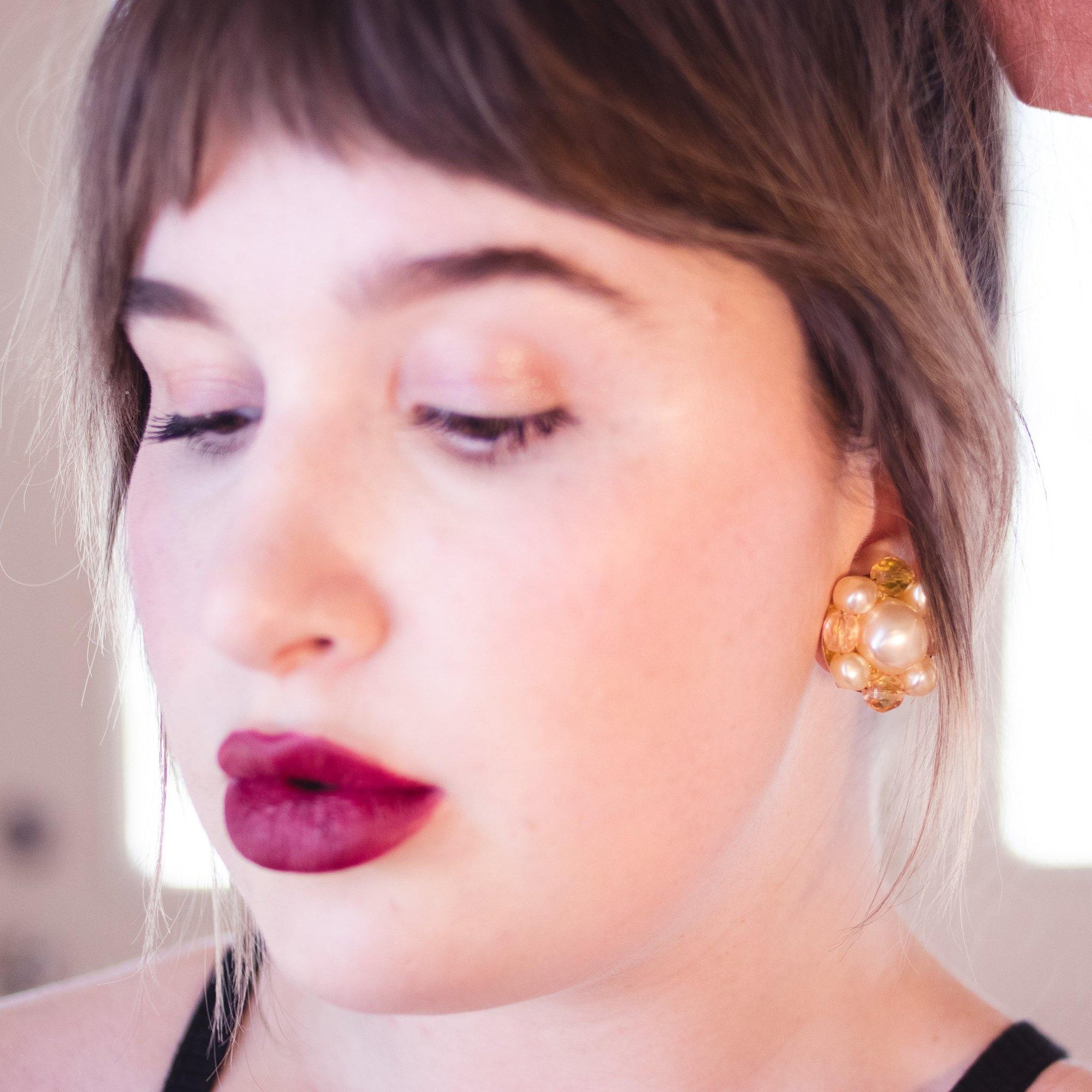 Vintage Yellow and Gold Round Cluster Statement Earrings by Unsigned Beauty - Vintage Meet Modern Vintage Jewelry - Chicago, Illinois - #oldhollywoodglamour #vintagemeetmodern #designervintage #jewelrybox #antiquejewelry #vintagejewelry