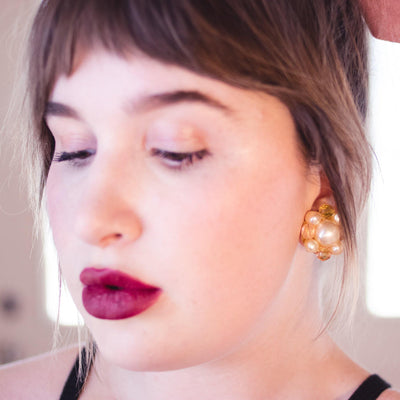 Vintage Yellow and Gold Round Cluster Statement Earrings by Unsigned Beauty - Vintage Meet Modern Vintage Jewelry - Chicago, Illinois - #oldhollywoodglamour #vintagemeetmodern #designervintage #jewelrybox #antiquejewelry #vintagejewelry