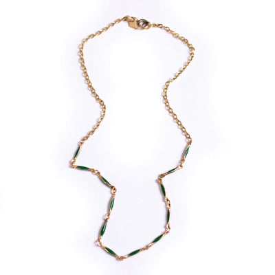 Vintage Sarah Coventry Minimalist Green Enamel Link Dainty Necklace by Sarah Coventry - Vintage Meet Modern Vintage Jewelry - Chicago, Illinois - #oldhollywoodglamour #vintagemeetmodern #designervintage #jewelrybox #antiquejewelry #vintagejewelry