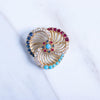 Vintage Ciner Flower Brooch with Turquoise, Ruby, and Diamante Crystals by Ciner - Vintage Meet Modern Vintage Jewelry - Chicago, Illinois - #oldhollywoodglamour #vintagemeetmodern #designervintage #jewelrybox #antiquejewelry #vintagejewelry