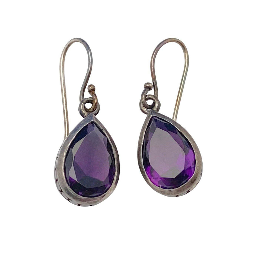 Vintage Sterling Silver and Amethyst Drop Earrings by Hallmarked 925 - Vintage Meet Modern Vintage Jewelry - Chicago, Illinois - #oldhollywoodglamour #vintagemeetmodern #designervintage #jewelrybox #antiquejewelry #vintagejewelry