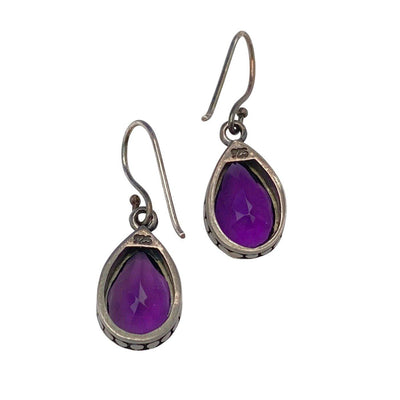 Vintage Sterling Silver and Amethyst Drop Earrings by Hallmarked 925 - Vintage Meet Modern Vintage Jewelry - Chicago, Illinois - #oldhollywoodglamour #vintagemeetmodern #designervintage #jewelrybox #antiquejewelry #vintagejewelry