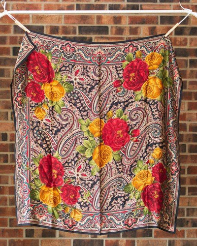 Vintage Echo Paisley Floral Silk Scarf Bright Colors by Echo - Vintage Meet Modern Vintage Jewelry - Chicago, Illinois - #oldhollywoodglamour #vintagemeetmodern #designervintage #jewelrybox #antiquejewelry #vintagejewelry