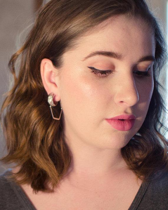 Vintage Silver Hexagon Hoop Earrings by 1970s - Vintage Meet Modern Vintage Jewelry - Chicago, Illinois - #oldhollywoodglamour #vintagemeetmodern #designervintage #jewelrybox #antiquejewelry #vintagejewelry