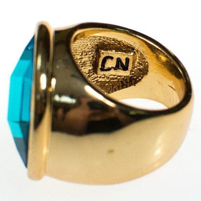 Vintage CN Design Ring, Blue Crystal Statement Ring, Size 8 1/2 by CN - Vintage Meet Modern Vintage Jewelry - Chicago, Illinois - #oldhollywoodglamour #vintagemeetmodern #designervintage #jewelrybox #antiquejewelry #vintagejewelry