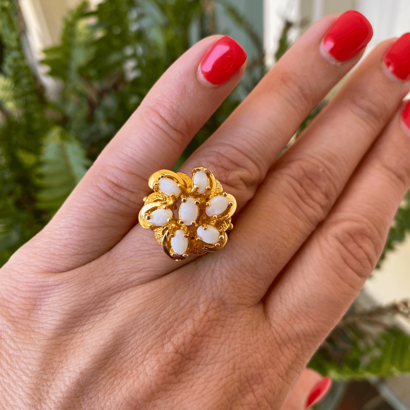 Vintage Opal Cluster Ring by Vintage Meet Modern - Vintage Meet Modern Vintage Jewelry - Chicago, Illinois - #oldhollywoodglamour #vintagemeetmodern #designervintage #jewelrybox #antiquejewelry #vintagejewelry