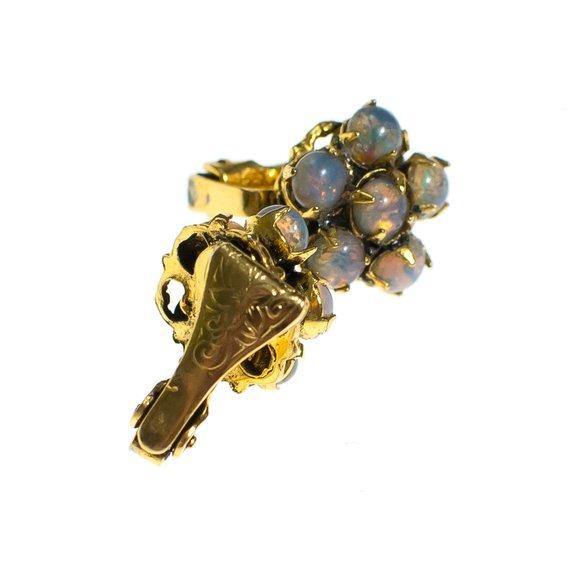 Vintage Petite Opaline Cluster Earrings, Clip On by 1950s - Vintage Meet Modern Vintage Jewelry - Chicago, Illinois - #oldhollywoodglamour #vintagemeetmodern #designervintage #jewelrybox #antiquejewelry #vintagejewelry