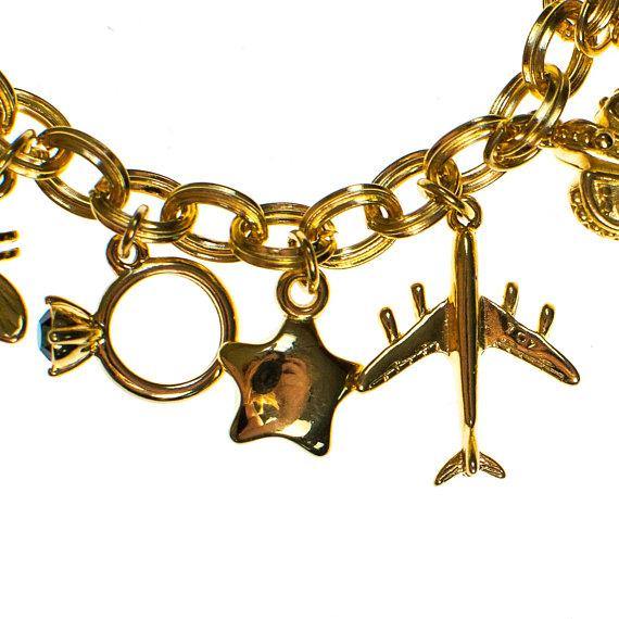 Vintage Joan Rivers Gold Tone Loaded Charm Bracelet by Joan Rivers - Vintage Meet Modern Vintage Jewelry - Chicago, Illinois - #oldhollywoodglamour #vintagemeetmodern #designervintage #jewelrybox #antiquejewelry #vintagejewelry