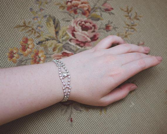 Vintage Art Deco Rhinestone Diamond Look Bracelet by Art Deco - Vintage Meet Modern Vintage Jewelry - Chicago, Illinois - #oldhollywoodglamour #vintagemeetmodern #designervintage #jewelrybox #antiquejewelry #vintagejewelry