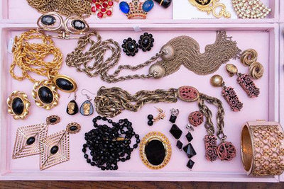 Vintage Jet Black Beaded Dangle Earrings, Post, Gold Tone by 1970s - Vintage Meet Modern Vintage Jewelry - Chicago, Illinois - #oldhollywoodglamour #vintagemeetmodern #designervintage #jewelrybox #antiquejewelry #vintagejewelry