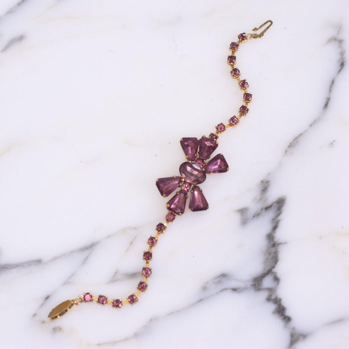 Vintage Amethyst Purple Crystal Bow Bracelet