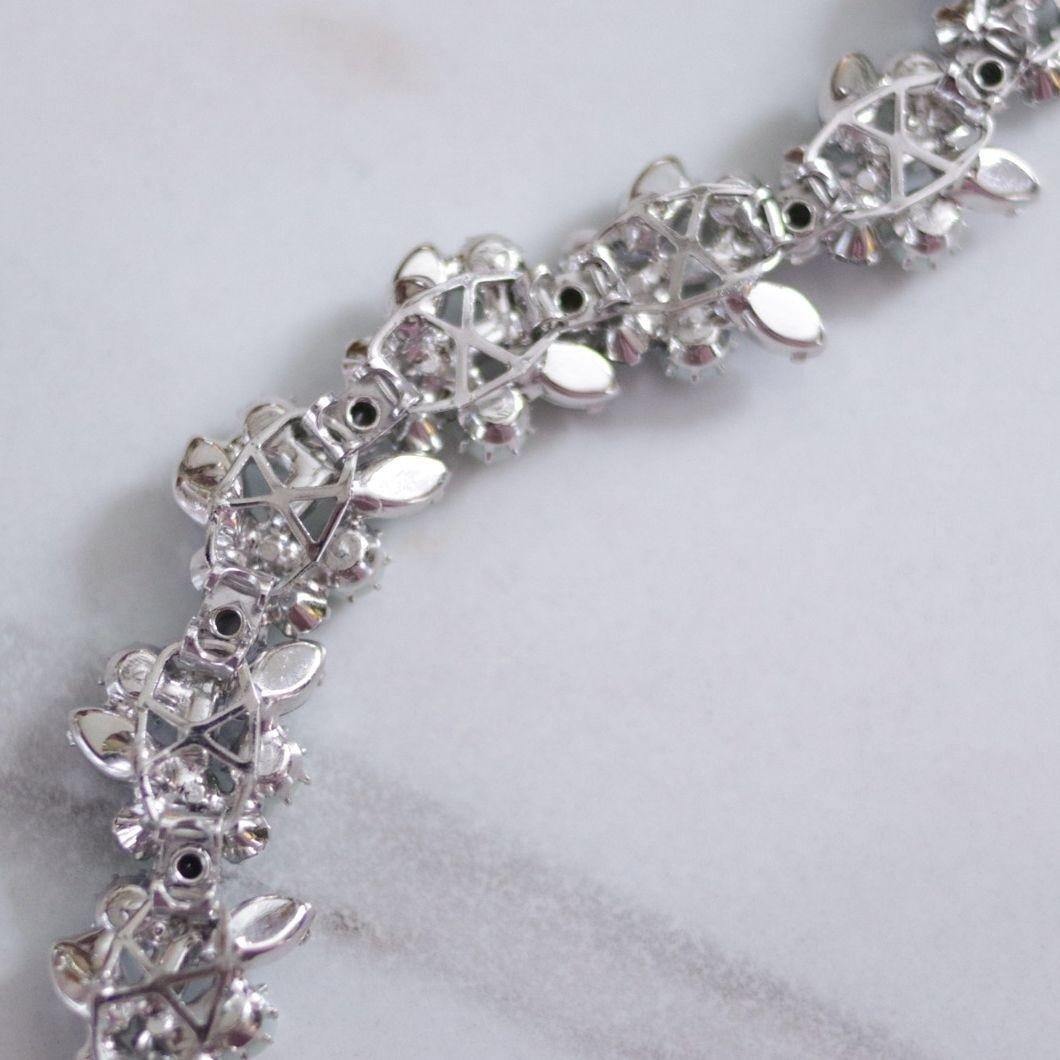 Vintage Light Blue Rhinestone and Faux Pearl Necklace by Unsigned Beauty - Vintage Meet Modern Vintage Jewelry - Chicago, Illinois - #oldhollywoodglamour #vintagemeetmodern #designervintage #jewelrybox #antiquejewelry #vintagejewelry