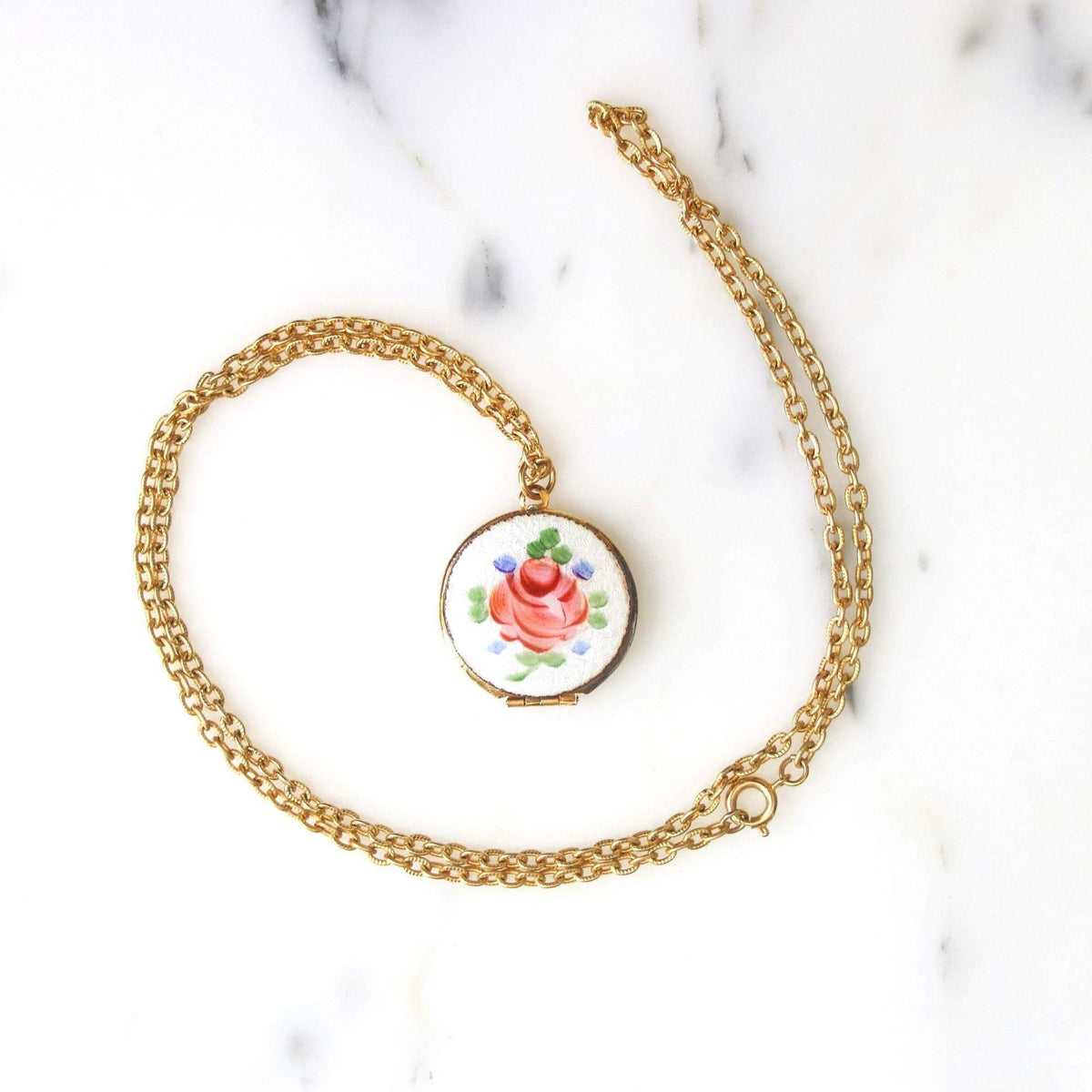 Vintage Guilloche Locket Necklace