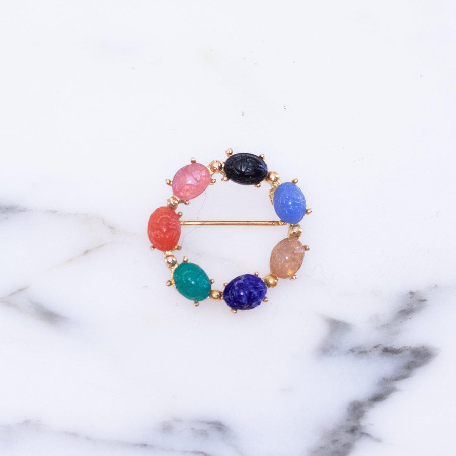 Vintage Colorful Rhinestone Scarab Brooch by Unsigned Beauty - Vintage Meet Modern Vintage Jewelry - Chicago, Illinois - #oldhollywoodglamour #vintagemeetmodern #designervintage #jewelrybox #antiquejewelry #vintagejewelry