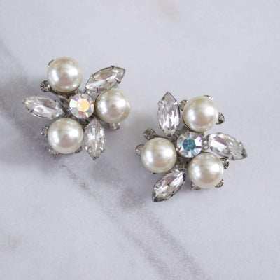 Vintage Judy Lee Sparkly Rhinestone and Large Pearl Statement Earrings by Judy Lee - Vintage Meet Modern Vintage Jewelry - Chicago, Illinois - #oldhollywoodglamour #vintagemeetmodern #designervintage #jewelrybox #antiquejewelry #vintagejewelry