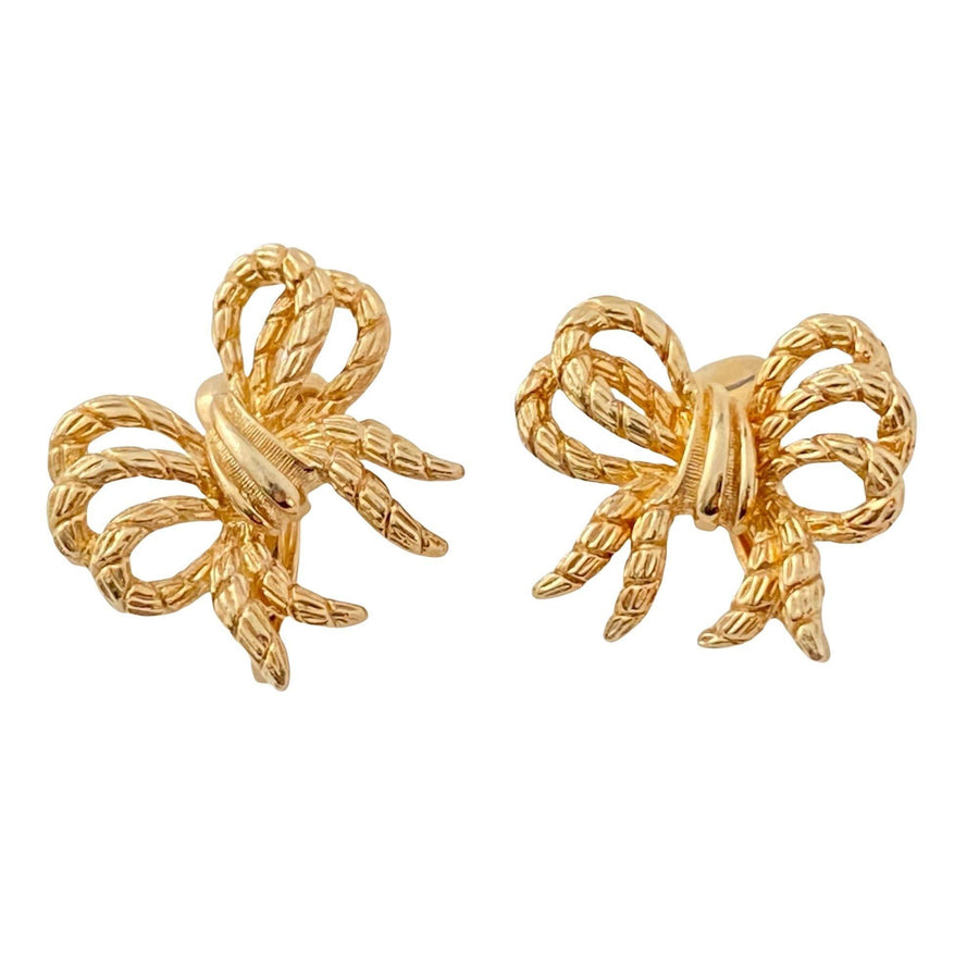Vintage Gold Bow Earrings by Unsigned Beauty - Vintage Meet Modern Vintage Jewelry - Chicago, Illinois - #oldhollywoodglamour #vintagemeetmodern #designervintage #jewelrybox #antiquejewelry #vintagejewelry