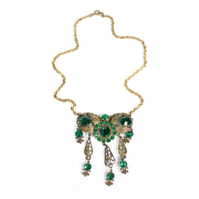 Vintage Czech Emerald Crystal Lavalier Necklace by Czech - Vintage Meet Modern Vintage Jewelry - Chicago, Illinois - #oldhollywoodglamour #vintagemeetmodern #designervintage #jewelrybox #antiquejewelry #vintagejewelry