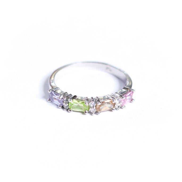 Vintage Semi Precious Amethyst, Citrine, Pink Tourmaline, Peridot Stacking Ring