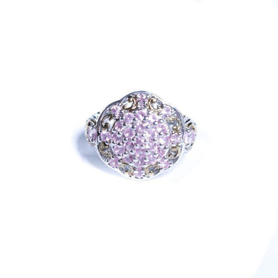 Vintage Pink Topaz Cluster Ring Sterling Silver with 18kt Gold Accents by Unsigned Beauty - Vintage Meet Modern Vintage Jewelry - Chicago, Illinois - #oldhollywoodglamour #vintagemeetmodern #designervintage #jewelrybox #antiquejewelry #vintagejewelry
